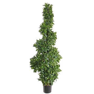 Artificial cherry laurel spiral AMBER, real trunk, 5ft/165cm