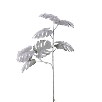 Artificial Philodendron Monstera Deliciosa branch NUBIE, frozen, grey, 28"/70 cm