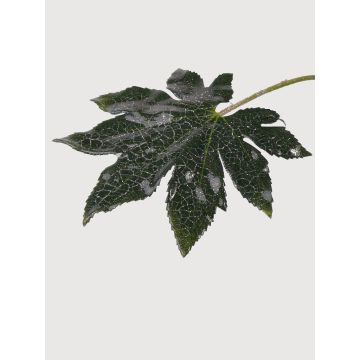 Artificial aralia leaf HERRO, glitter, green, 8"/20cm
