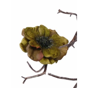Artificial anemone GORO on clip, olive green, Ø4.3"/11cm