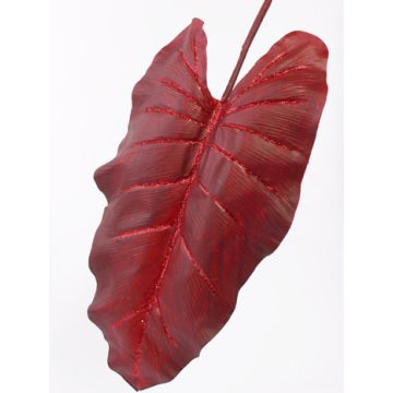 plastic Alocasia Calidora leaf BOBY, glitter, red, 4ft/110cm