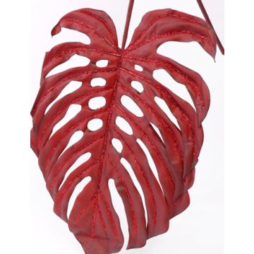 Artificial Philodendron Monstera Deliciosa leaf BENY, glitter, red, 4ft/120cm