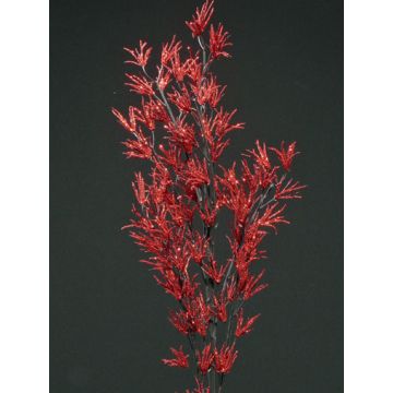 Artificial larch spray FLEKY, glitter, red, 30"/75cm