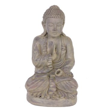 Grey decorative buddha figure SHANTA, sitting meditating, 18"/45cm