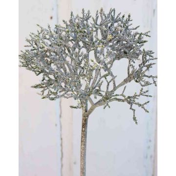 Artificial coral branch NADINA, glitter, silver-brown, 18"/45cm
