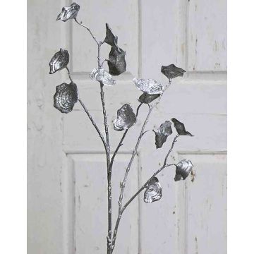 Artificial ginkgo branch ARWID with glitter, silver, 3ft/105cm
