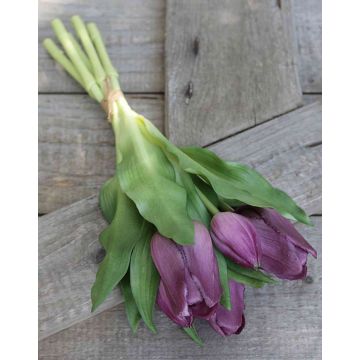 Artificial flowers Tulip bouquet LEANA, violet, 12"/30cm, Ø8"/20cm