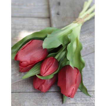 Artificial flowers Tulip bouquet LEANA, red, 12"/30cm, Ø8"/20cm