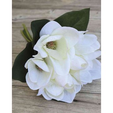 Artificial magnolia bouquet KAYLE, cream-white, 12"/30cm