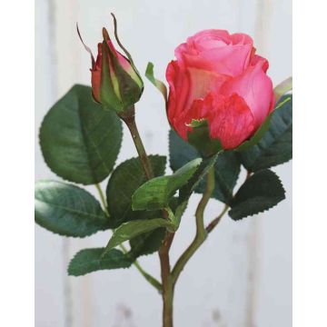 Artificial rose RENESMEE, pink, 18"/45cm, Ø2.4"/6cm