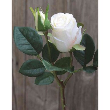 Artificial rose RENESMEE, white, 18"/45cm, Ø2.4"/6cm