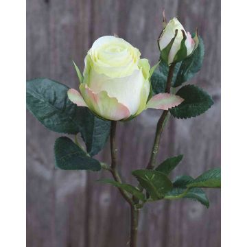 Artificial rose RENESMEE, yellow-green, 18"/45cm, Ø2.4"/6cm