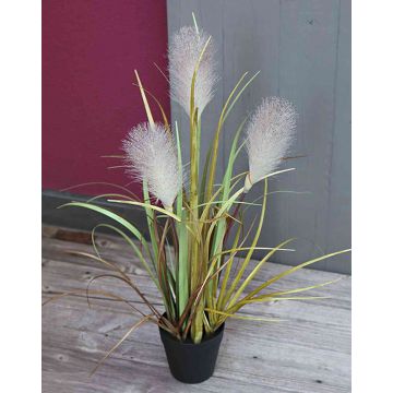 Artificial pampas grass NICOLAS with panicles, green-brown, 20"/50cm