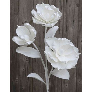 Decorative camellia branch RANIA, white, 3ft/95cm, Ø8"/20cm