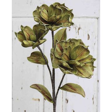 Decorative camellia branch RANIA, green-brown, 3ft/95cm, Ø8"/20cm