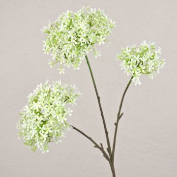 Artificial crown flower GULIO, white-green, 30"/75cm, Ø3.9"-5.9"/10-15cm