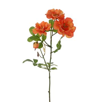 Artificial wild rose BALOU, orange, 24"/60cm, Ø2.8"-3.5"/7-9cm
