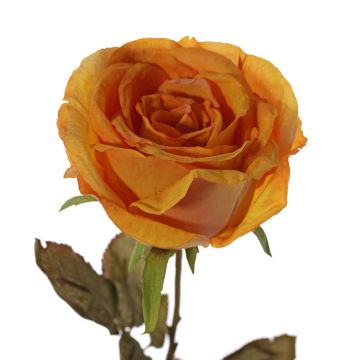 Artificial rose NAJMA, orange-yellow, 26"/65cm, Ø4.3"/11cm