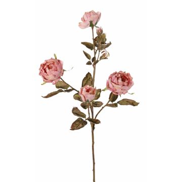 Artificial rose spray SITARA, dusky pink, 30"/75cm, Ø2"-3.1"/5-8cm