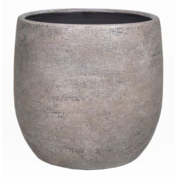 Flower pot made of ceramic AGAPE with texture, white-brown, 18"/45cm, Ø19"/49cm