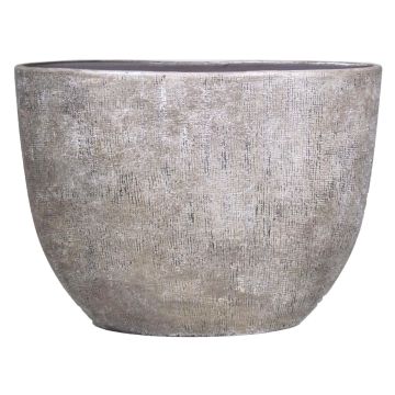 Flower pot made of ceramic AGAPE oval with texture, white-brown, 20"x8"x14"/50x20x36cm