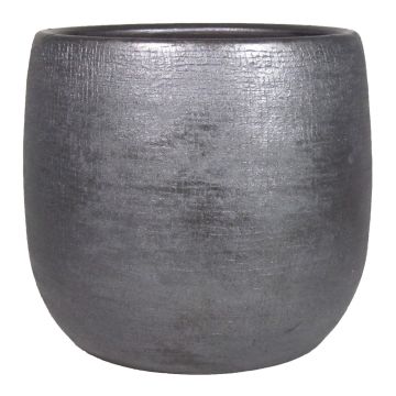 Flower pot made of ceramic AGAPE with texture, black, 14"/36cm, Ø15"/39cm