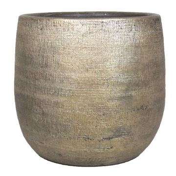Flower pot made of ceramic AGAPE with texture, gold, 14"/36cm, Ø15"/39cm