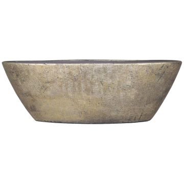 Decorative bowl little ship, ceramic, AGAPE with texture, gold, 27"x7.5"x9"/68x19x24cm
