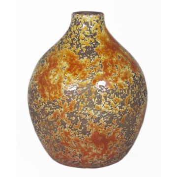 Flower vase TSCHIL made of ceramic, rustic, colour gradient, ochre yellow-brown, 9"/24cm, Ø7"/18cm