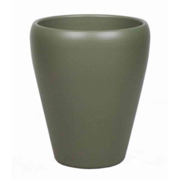 Conical vase for orchids NAZARABAD, ceramic, olive green matt, 6.7"/17cm, Ø5.5"/14cm