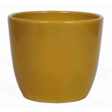 Ceramic pot for plants small TEHERAN BASAR, ochre yellow, 3.3"/8,5cm, Ø4.1"/10,5cm