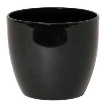 Ceramic flower pot large TEHERAN BASAR, black, 10"/25cm, Ø11"/28cm