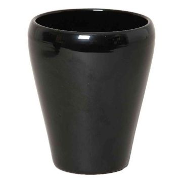 Conical vase for orchids NAZARABAD, ceramic, black, 6.7"/17cm, Ø5.5"/14cm