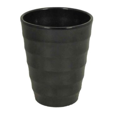 Ceramic flower pot IZEH for orchids, black, 6.7"/17cm, Ø5.5"/14cm