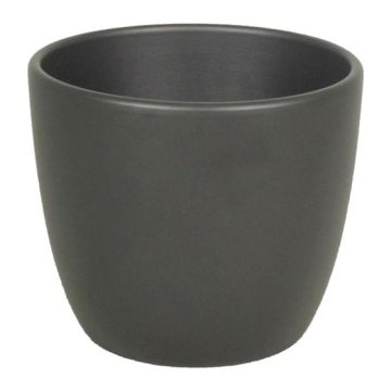 Ceramic pot for plants TEHERAN BASAR, anthracite-matt, 4.7"/12cm, Ø5.3"/13,5cm