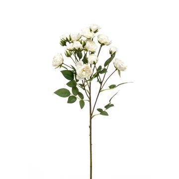 Artificial roses branch TOSSA, white, 22"/55cm