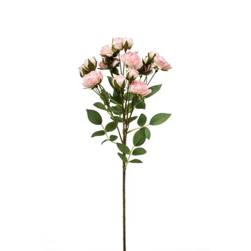 Artificial roses branch TOSSA, light pink, 22"/55cm