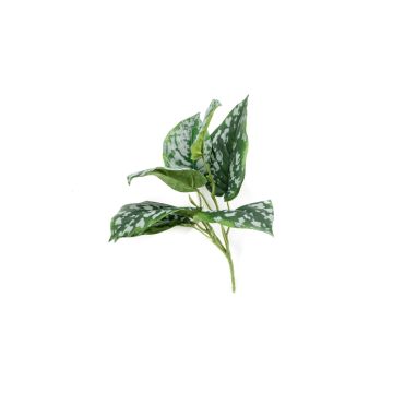 Artificial satin pothos OBASI on spike, green-white, 10"/25cm