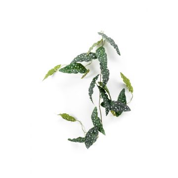 Artificial polka dot begonia garland JOELLE, green-white, 4ft/120cm