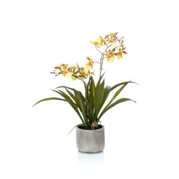 Artificial orchid Oncidium COLUNGA in ceramic pot, yellow-orange, 18"/45cm