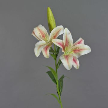 Silk tiger lily flower NAVIA, pink-white, 3ft/90cm