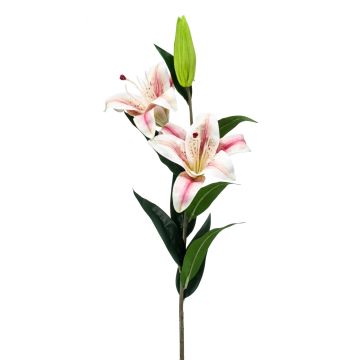 Silk tiger lily flower NAVIA, pink-white, 3ft/90cm