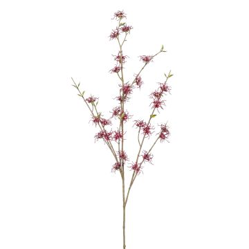 Artificial witch hazel branch DOLEA with blossoms, burgundy red, 4ft/120cm