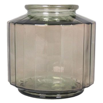 Flower glass vase LOANA, clear-brown, 9"/23cm, Ø9"/23cm, 4L