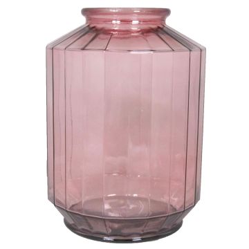 Flower glass vase LOANA, clear-pink, 14"/35cm, Ø10"/25cm, 12L