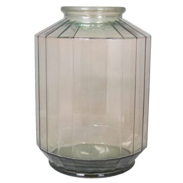 Flower glass vase LOANA, clear-brown, 14"/35cm, Ø10"/25cm, 12L