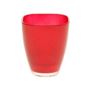 Flower vase YULE, glass, red, 6.7"x5"x5"/17x13x13cm