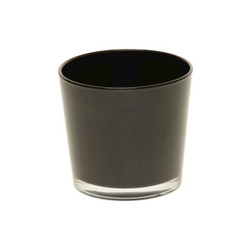 Tealight holder XXL ALENA, glass, black, 3.5"/9cm, Ø4"/10cm