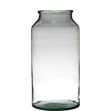 Recycled glass for candles QUINN EARTH, clear-green, 17"/42,5cm, Ø9"/22,6cm