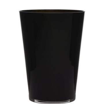 Decorative vase conical ANNA EARTH, glass, black, 12"/30cm, Ø9"/22cm